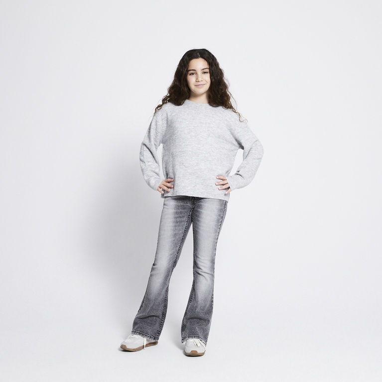 Basic knit sweater "Signe star" Light greymelange